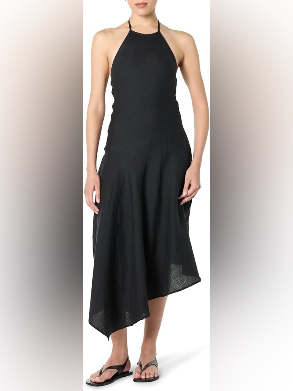 The Drop Pure Linen Halter Neck Sleeveless Maxi Dress Large
